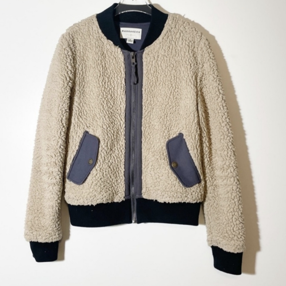 Marrakech Sherpa Bomber Teddy Jacket Anthropologie Fleece Coat - Picture 5 of 10
